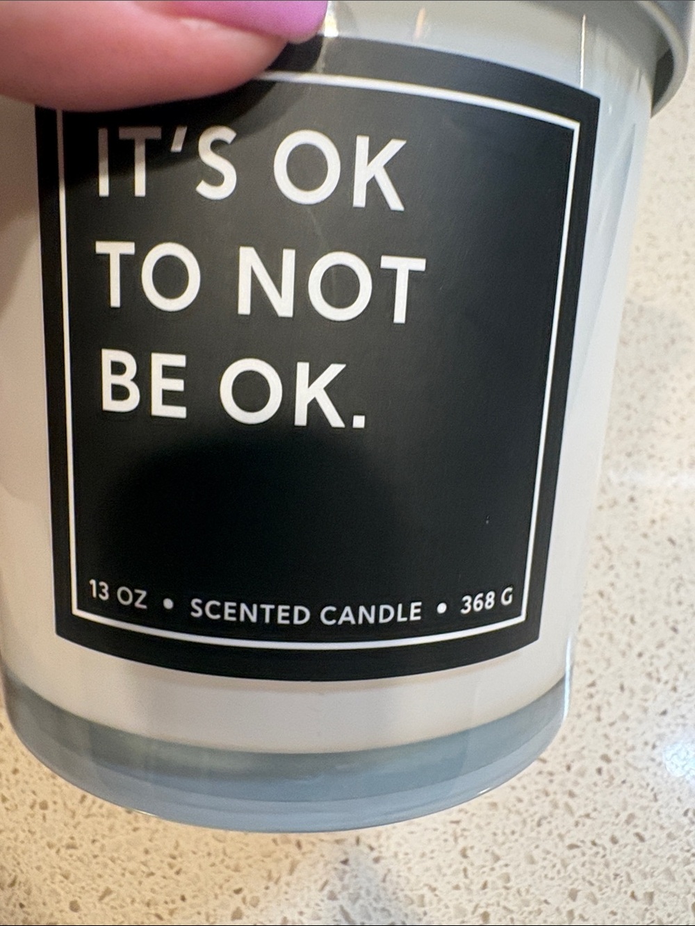 White & Black 'It's Ok To Not Be Ok' Scented Candle - - Picture 2 of 3